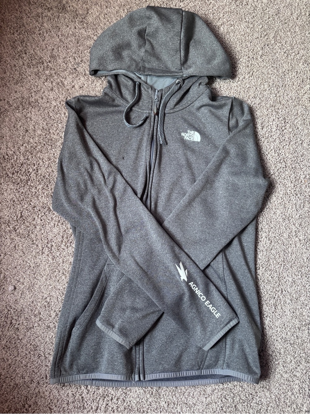 The North Face Charcoal Gray Zip-Up Hoodie with Logo